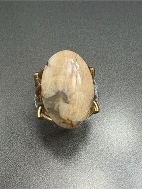 Studio Barse Rutilated Quartz Pink and Cream Oval Stone Ring #456R